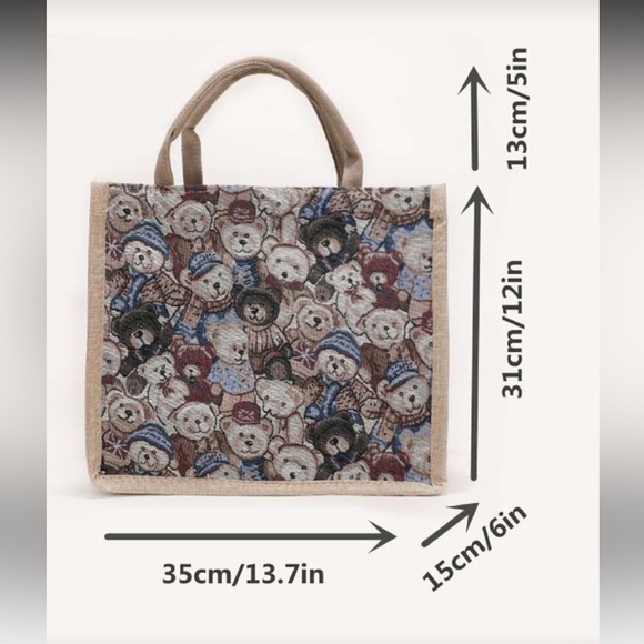 ✨ Teddy Bear Tapestry Hat & Matching Tote Bag Set ✨ - Picture 7 of 9